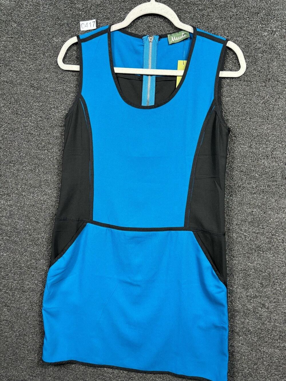 Maude by Anthropologie Shift ColorBlock Blue Black Sleeveless Dress Womens M